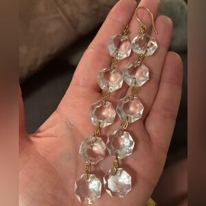 One-of-a-Kind Chandelier Crystal Shoulder Duster Earrings Handcrafted Repurposed